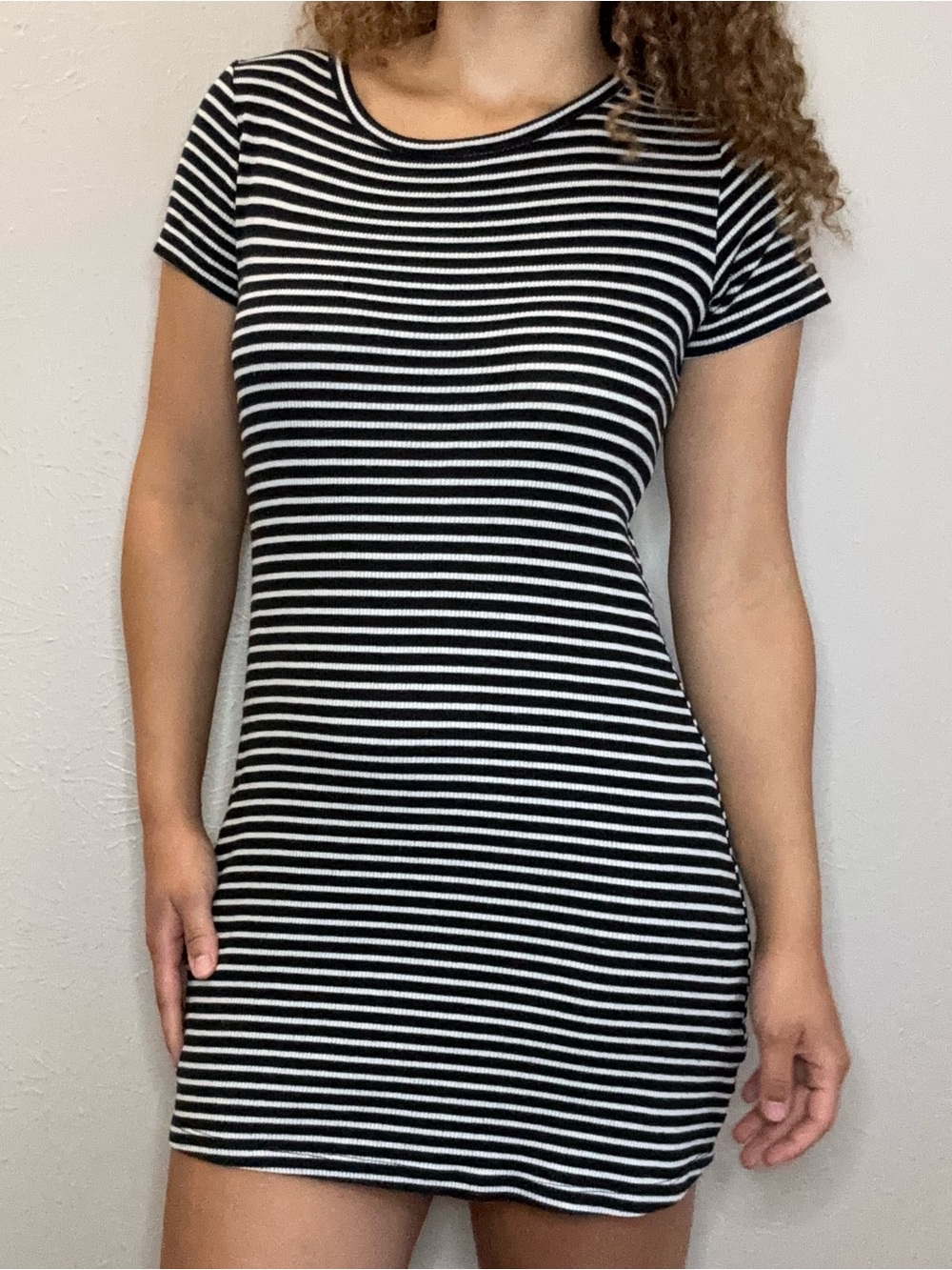 Brandy Melville Black & White Striped Mini Dress